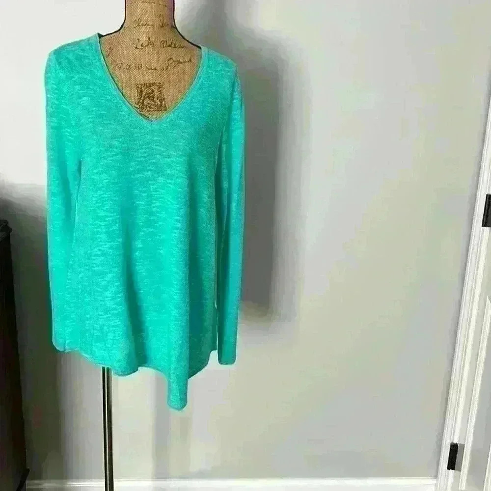 Sea Breeze Green Light Weight Sweater V Next Tunic